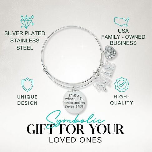 Infinity Collection Family Tree Bracelet, Family Where Life Begins And Love Never Ends Bangle for Women in Saudi Arabia