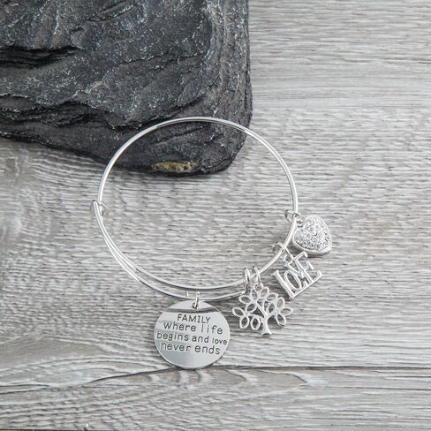 Infinity Collection Family Tree Bracelet, Family Where Life Begins And Love Never Ends Bangle for Women in Saudi Arabia