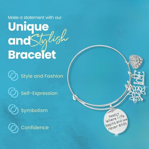 Infinity Collection Family Tree Bracelet, Family Where Life Begins And Love Never Ends Bangle for Women in Saudi Arabia