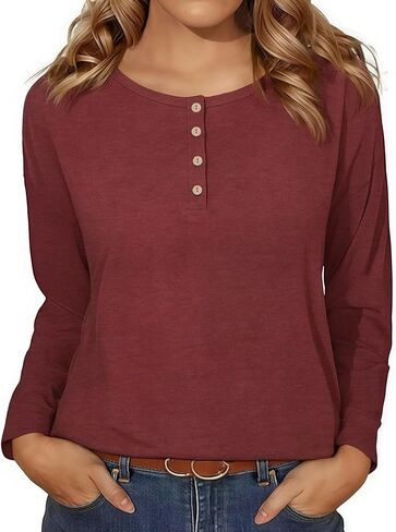 Plus Size Tops for Women Long Sleeve Shirts Crew Neck Casual Loose Tunic Blouse Fall and Winter in Saudi Arabia