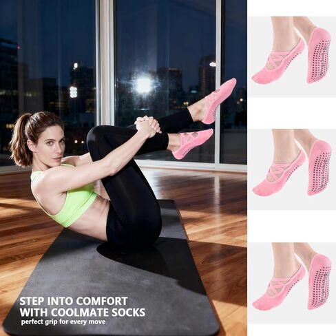Khxriypha Yoga Socks for Women Non Slip Grips Pilates Socks in Saudi Arabia