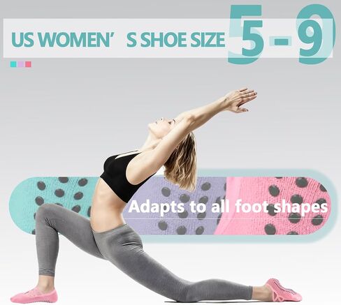 Khxriypha Yoga Socks for Women Non Slip Grips Pilates Socks in Saudi Arabia
