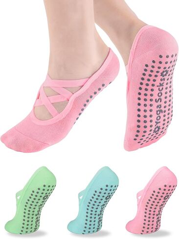 Khxriypha Yoga Socks for Women Non Slip Grips Pilates Socks in Saudi Arabia
