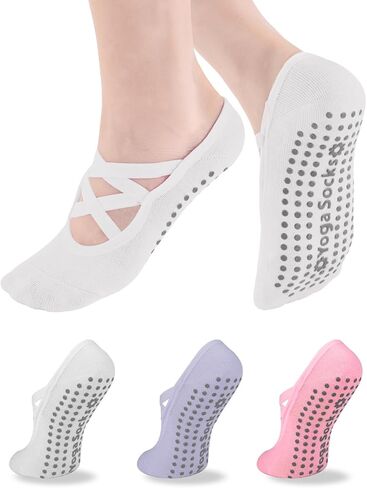 Khxriypha Yoga Socks for Women Non Slip Grips Pilates Socks in Saudi Arabia