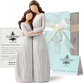 CedVow Warm Hug Mother's Day Figurine Figurines, Solid Resin Mother and Daughter Figure Figures Gifts for Mom Christmas Home Decor Statue Ideas Keepsake Statues,Luxury Gift Box with Ribbon &Card-7.7'' in Saudi Arabia