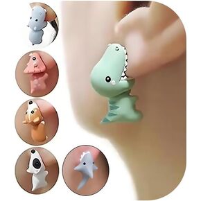 Cute Animal Bite Earrings for Women Fun Dinosaur Earrings Studs 3D Handmade Polymer Clay Jewelry Unique Cartoon Biting Jewelry Cute White Elephant Christmas Gifts Stocking Stuffers in Saudi Arabia