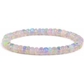 GEMS OF BAY Natural Ethiopian Opal Bracelet, Stretchable Bracelet, Welo Fire, Smooth Bracelet, Jewelry, Beads Bracelet,4 MM in Saudi Arabia