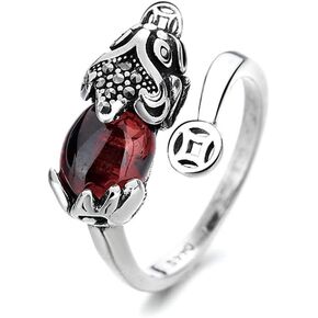 فنغ شوي الدائري Pixiu ماني تعويذة حماية البنصر تميمة محظوظ الثروة البوذية مجوهرات قابل للتعديل حلقة مفتوحة قابل للتعديل حلقة المجوهرات البوذية للنساء الرجال in Kuwait