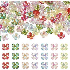 Cheriswelry 280Pcs Acrylic Bead Caps 5-Petal Flower Bead Caps Colorful Floral Loose Spacer Beads End Caps 10x4mm for Bracelet Earring Necklace Jewelry Making DIY Supplies in Kuwait