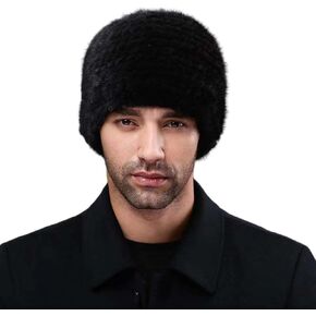 Mens Warm Hats Real Mink Hair Hat Skullies Beanies Winter Skiing Cap Casual Outdoor in Saudi Arabia