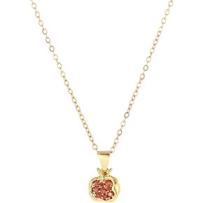 KOFISNI Pomegranate Earrings Pomegranate Necklace for Women 18K Gold Plated Red Pomegranate Rhinestone Pendant Necklace Hoop Earrings Jewelry Set in Saudi Arabia