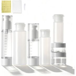 7 Pcs Travel Bottles Kits, TSA Approved Leak Proof Toiletry Container Set, Graduated Vaccumn atomizer and Lotion Bottle, Squeeze Bottle, Transparent Cream Jar, for Shampoo Lotion Cream Cosmetic in Saudi Arabia