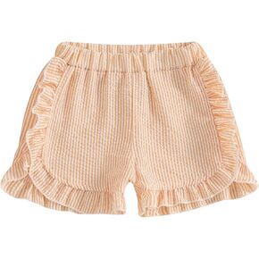 Toddler Baby Girl Ruffle Shorts Gingham Plaid Elastic Waist Seersucker Shorts Pants Bottoms Casual Summer Outfit in Kuwait