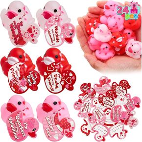JOYIN 24 Pcs Valentine’s Day Gift Cards with Rubber Duck for Kids,Mini Rubber Duck Bath Toys for Classroom Exchange Prizes, Valentine Party Favors Toys in Kuwait