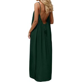 Rjognt Backless Cami Dresses for Women Cami Lounge Dress Backless Spaghetti Strap Flowy Long Beach Sundress 2026 Summer in Saudi Arabia