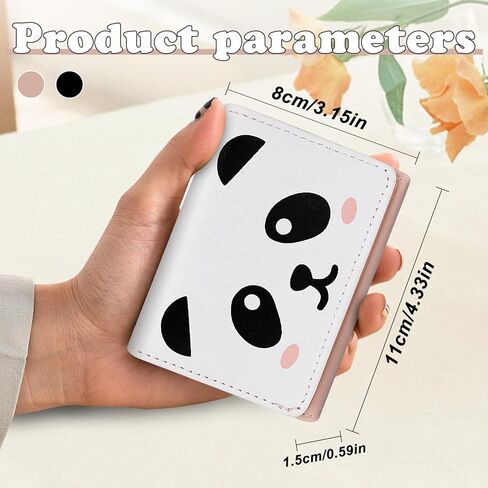 Slim Cartoon Panda Card Wallet for Women, Small Trifold Wallet with Multi Slots and ID Window, Ladies Wallet for Cards, Cash, Coupons(Purple) in Saudi Arabia