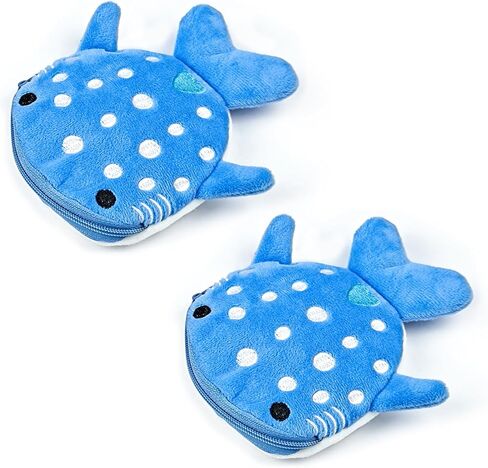 2 Pcs Shark-Shape Coin Purse for Women, Plush Coin Pouch Cute Small Coin Pouch for Women, Portable Change Purse with Embroidery and Zipper for Shopping, Travelling, Dating (Blue) in Saudi Arabia