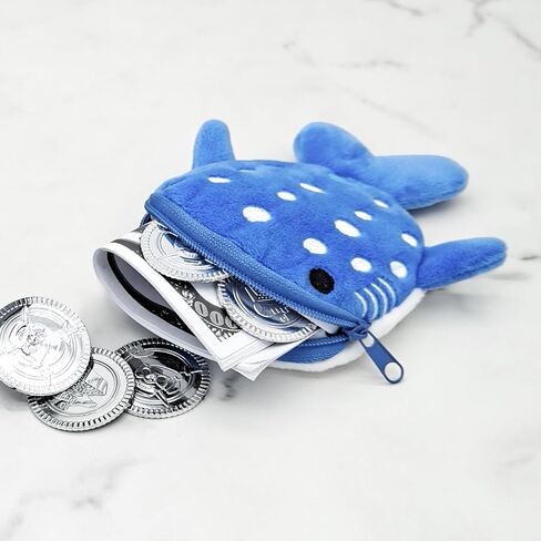 2 Pcs Shark-Shape Coin Purse for Women, Plush Coin Pouch Cute Small Coin Pouch for Women, Portable Change Purse with Embroidery and Zipper for Shopping, Travelling, Dating (Blue) in Saudi Arabia