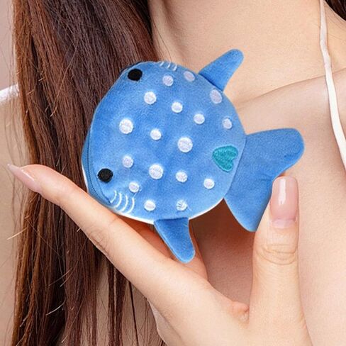 2 Pcs Shark-Shape Coin Purse for Women, Plush Coin Pouch Cute Small Coin Pouch for Women, Portable Change Purse with Embroidery and Zipper for Shopping, Travelling, Dating (Blue) in Saudi Arabia