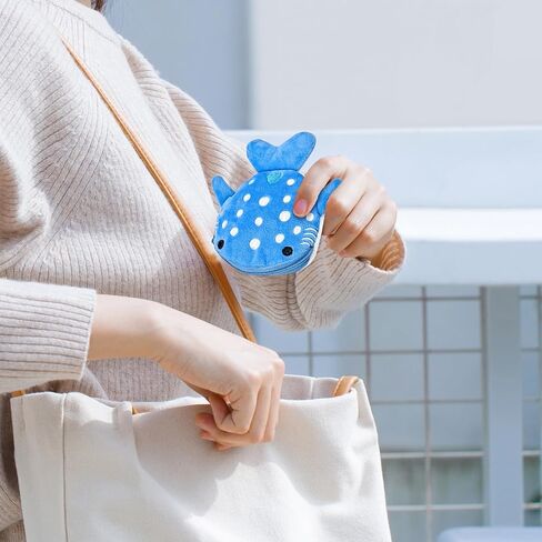 2 Pcs Shark-Shape Coin Purse for Women, Plush Coin Pouch Cute Small Coin Pouch for Women, Portable Change Purse with Embroidery and Zipper for Shopping, Travelling, Dating (Blue) in Saudi Arabia