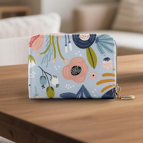 Credit Card Holders for Women, 11 Slots Zipper Credit Card Wallet Premium Printing Stylish Travel Card Holder (Blue) in Saudi Arabia