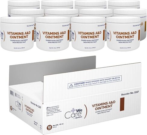 Dynarex Vitamins A&D Ointment Without Lanolin - Vitamin A and D Ointment Protectant for Minor Cuts, Burns, Diaper Rash & Dry Skin - 1 Case - 6 Boxes, 144 Packets/Box - 5g Packets in Saudi Arabia