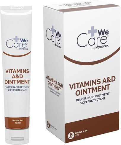 Dynarex Vitamins A&D Ointment Without Lanolin - Vitamin A and D Ointment Protectant for Minor Cuts, Burns, Diaper Rash & Dry Skin - 1 Case - 6 Boxes, 144 Packets/Box - 5g Packets in Saudi Arabia