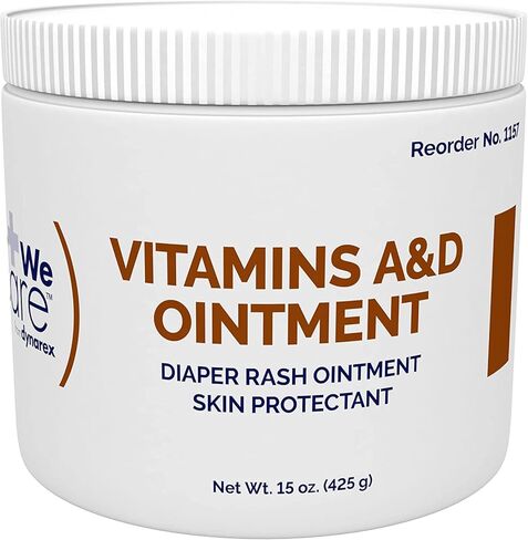 Dynarex Vitamins A&D Ointment Without Lanolin - Vitamin A and D Ointment Protectant for Minor Cuts, Burns, Diaper Rash & Dry Skin - 1 Case - 6 Boxes, 144 Packets/Box - 5g Packets in Saudi Arabia