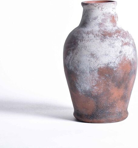 Handmade Rustic Ceramic Decorative vase, 8.3 x 5.5 inches, Off-White, Handcrafted in Vintage Style, Complements Rustic, Country, and Various Decor Themes. in Saudi Arabia