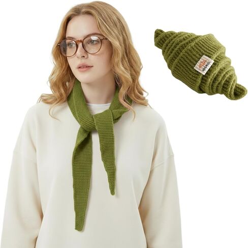 Lomehue Women Croissant Scarf Wool Knit Triangle Scarf Small Soft Winter Neck Gaiter Warmer Kawaii Cute Cashmere Scarves in Saudi Arabia