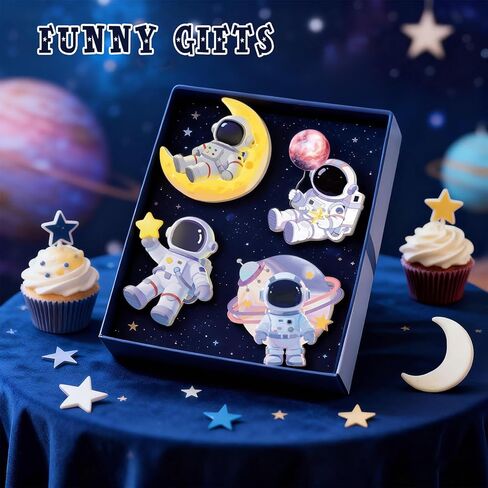 Outer Space Centerpieces for Tables Decorations, Blue White Wooden Astronaut Statues Figurines Set of 4, Space Theme Birthday Baby Shower Party Supplies Decor for Boy Nursery Room Self Desk Home in Saudi Arabia