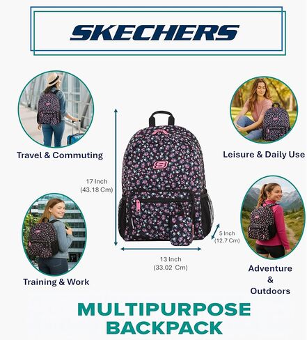 Skechers 365 Trail Quest Travel Backpack for Women & Men, College Backpack, Laptop Bag, Multipurpose Back Pack & Book Bag (Floral) in Saudi Arabia