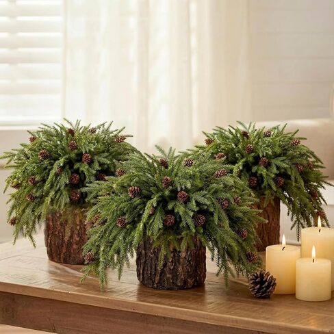 FineCheer 3 Sets Christmas Norfolk Pine Stems with Pinecones Berries 12 Inch Faux Artificial Greenery Plants Norfolk Branches Picks Christmas Table Decor for Vase Xmas Home Garland Decor (Pine Cones) in Saudi Arabia