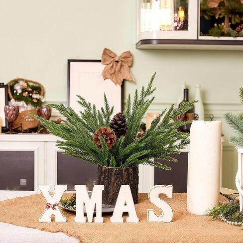 FineCheer 3 Sets Christmas Norfolk Pine Stems with Pinecones Berries 12 Inch Faux Artificial Greenery Plants Norfolk Branches Picks Christmas Table Decor for Vase Xmas Home Garland Decor (Pine Cones) in Saudi Arabia