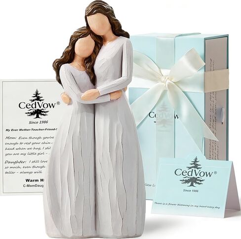 تماثيل صغيرة لعيد الأم من CedVow Warm Hug، شخصيات من الراتنج الصلب للأم والابنة هدايا لأمي عيد الميلاد ديكور المنزل أفكار تمثال تماثيل تذكارية، صندوق هدايا فاخر مع شريط وبطاقة - 7.7 بوصة in Saudi Arabia