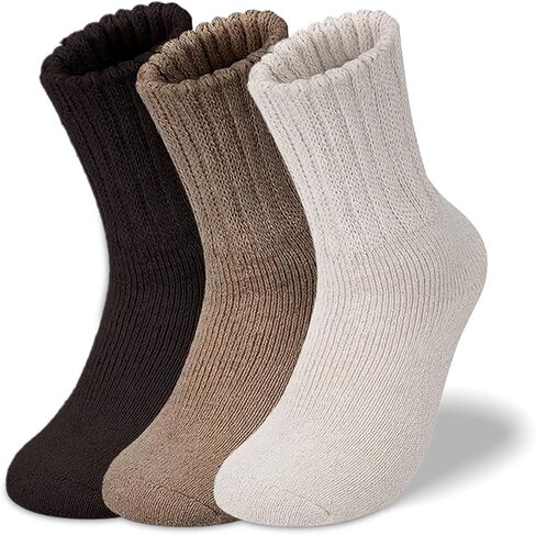 3pcs Womens Beige Brown Socks, Crew Ankle Socks for Sleeping and Daily Wear in Saudi Arabia