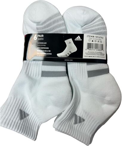 adidas Ladies' Women's Quarter Sock Performance Aeroready Sport, 6-pair, White Shoe Size 5-10 in Saudi Arabia