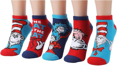 جوارب للكاحل للنساء من Bioworld The Cat In The Hat Character مكونة من 5 قطع in Saudi Arabia