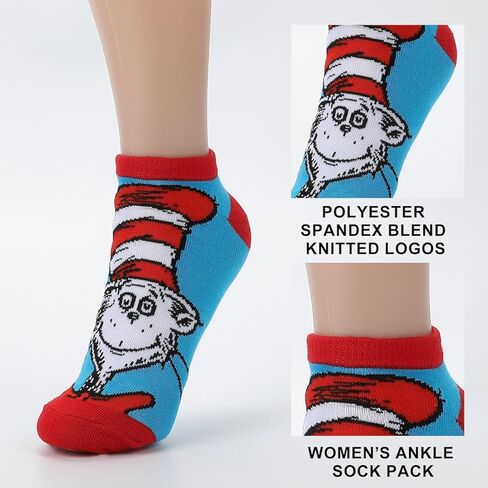 جوارب للكاحل للنساء من Bioworld The Cat In The Hat Character مكونة من 5 قطع in Saudi Arabia