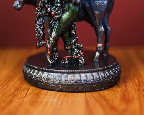26.5 cm Bonded Bronze Lord Krishna Statue with Cow – Gopala Murti, Cow Krishna Sculpture, Perfect Housewarming Gift in Saudi Arabia
