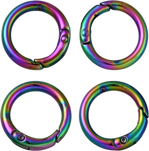 SUNNYCLUE 6Pcs Zinc Alloy O Ring Spring Gate Rings Rainbow Color Metal Round Closures Connector Fastener Carabiner Clasp Snap Hook Keyring Buckle Clip for Keychain Purse Handbag DIY Craft Supplies in Saudi Arabia