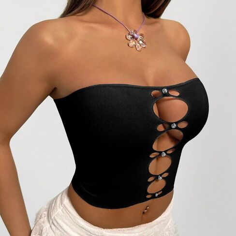 حمالة صدر نسائية مثيرة مجوفة من HiSexy بدون حمالات بدون أسلاك بدون خياطة بدون خياطة من حجر الراين in Kuwait
