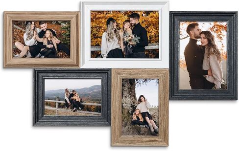 Camden Reed Romantic 6-Piece Collage Frame Set, Cut Join Design for Cherished Moments, 4x6 Inch, Black with Gold in Saudi Arabia