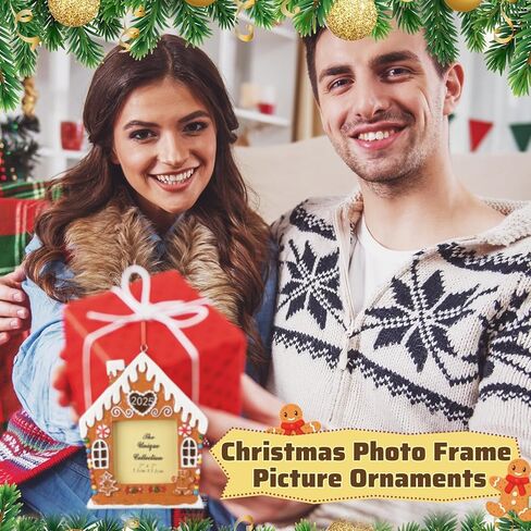 Chunful 2025 Gingerbread House Photo Frame Ornaments for Christmas 3D 3.9 x 3.3 Inch Picture Frame Gift Backdrop Resin Gingerbread House Photo Booth Prop for Xmas Tree Decorations Holiday Party in Saudi Arabia