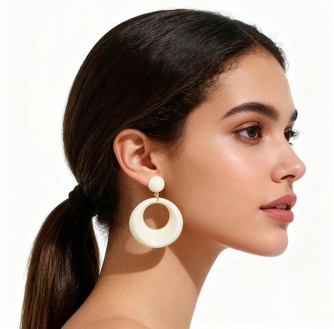60s 70s Earrings for Women Acrylic Red Hot Pink White Earrings for Women Dangle Retro Disco Earring 70s Accessories Women Big Round Circle Drop Dangle Vintage Groovy Earring 90s 80s 60s Jewelry in Saudi Arabia