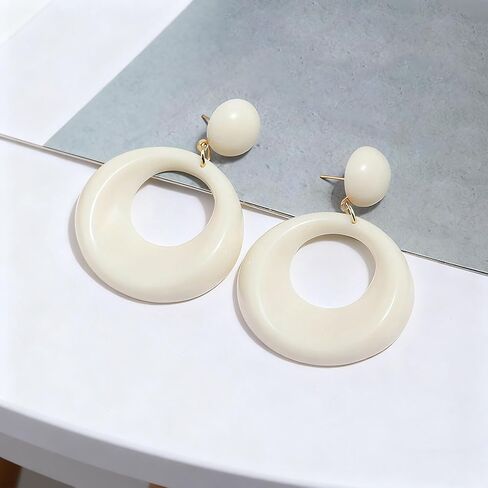 60s 70s Earrings for Women Acrylic Red Hot Pink White Earrings for Women Dangle Retro Disco Earring 70s Accessories Women Big Round Circle Drop Dangle Vintage Groovy Earring 90s 80s 60s Jewelry in Saudi Arabia