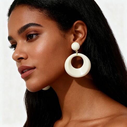 60s 70s Earrings for Women Acrylic Red Hot Pink White Earrings for Women Dangle Retro Disco Earring 70s Accessories Women Big Round Circle Drop Dangle Vintage Groovy Earring 90s 80s 60s Jewelry in Saudi Arabia