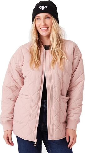 Roxy Womens Aurora Quilted Sherpa-Lined Bomber Jacket– Oversized Fit, Pfas-Free in Saudi Arabia