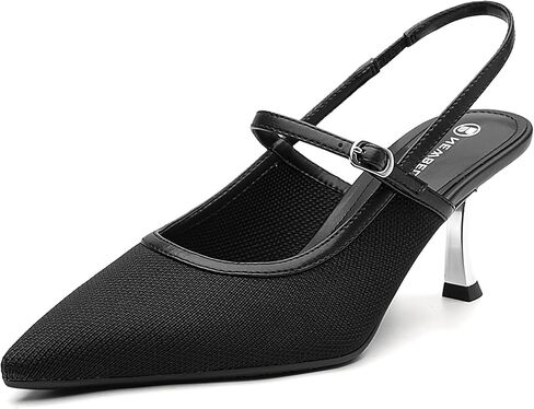 حذاء نسائي بكعب صغير من NEWBELLA - صنادل بمقدمة مدببة ومغلقة من الأمام مع حزام خلفي، أحذية رسمية أنيقة بكعب منخفض للمكتب والمناسبات الرسمية in Kuwait