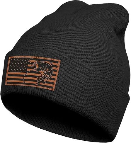 Men's Beanie Winter Knit Hat Gifts for Dad Husband Grandpa Father's Day Christmas Birthday Gifts Leather Pattern Skull Caps in Saudi Arabia